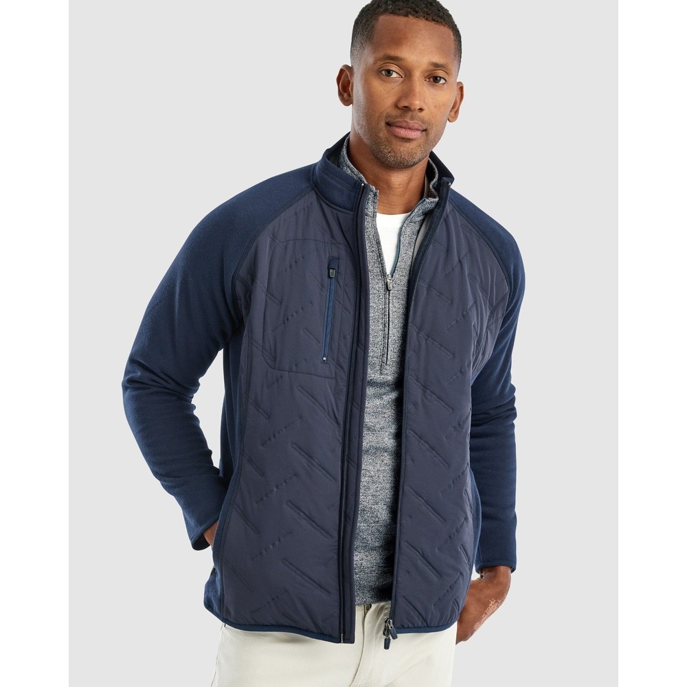 Johnnie-O Mario Jacket Men's XL Twilight Mixed Media Full Zip Stretch Quilted